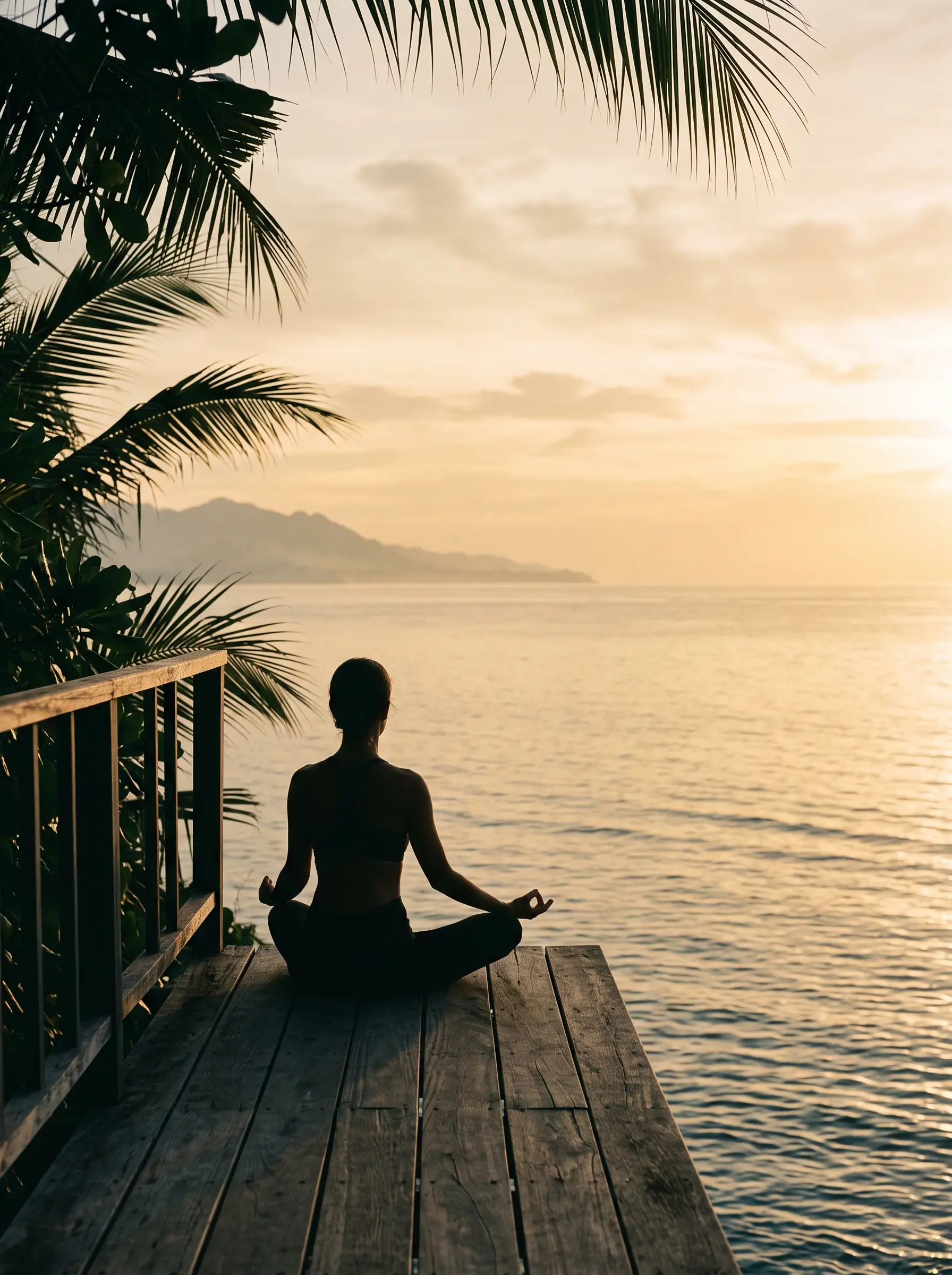 Morgenmeditation am Ozean
