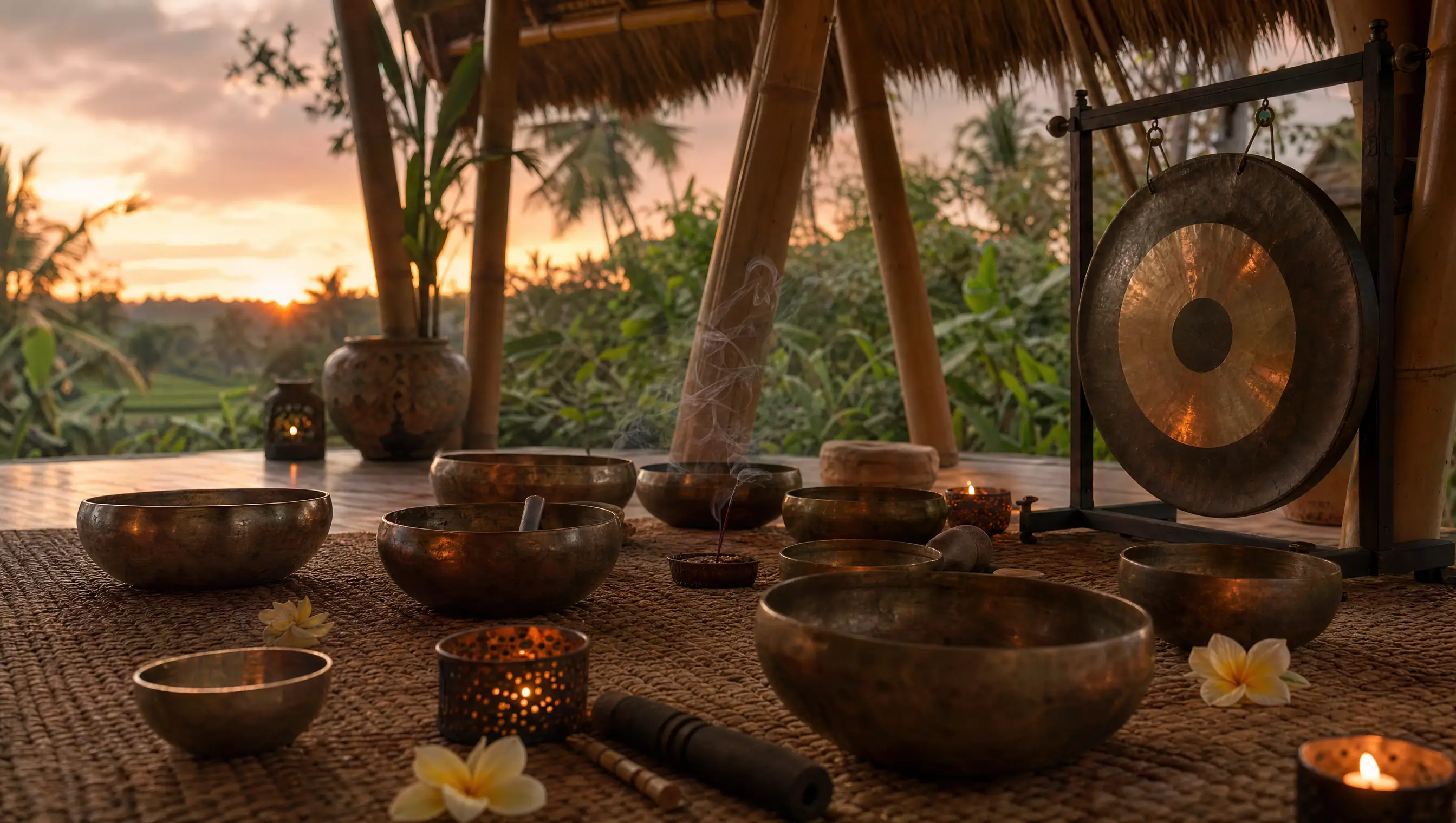 Klangschalen beim abendlichen Sound Healing